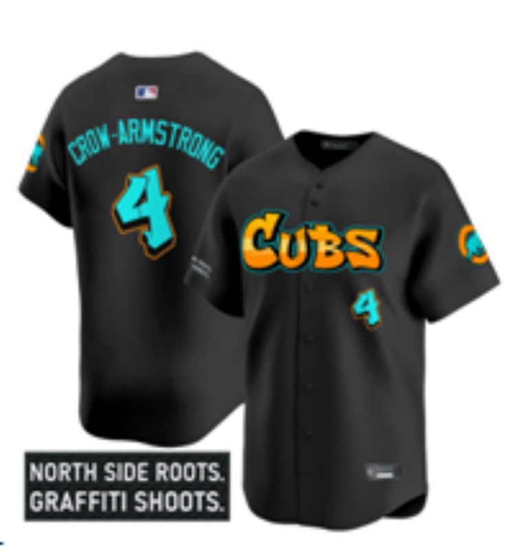 Men 2025 Chicago Cubs #4 Crow-Armstrong Black Seventh generations Joint Name Nike MLB Jersey style 2